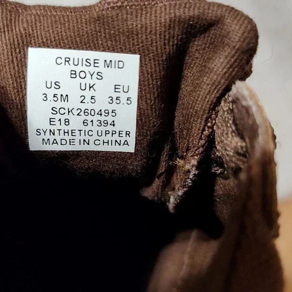Sperry Boys Cruise Mid Top Siders Sneakers Brown Faux Leather Lace Up Shoes 3.5 - Picture 11 of 11